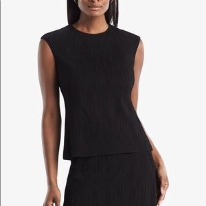 MM. Lafleur Black Eugenia Sleeveless Pleated Top